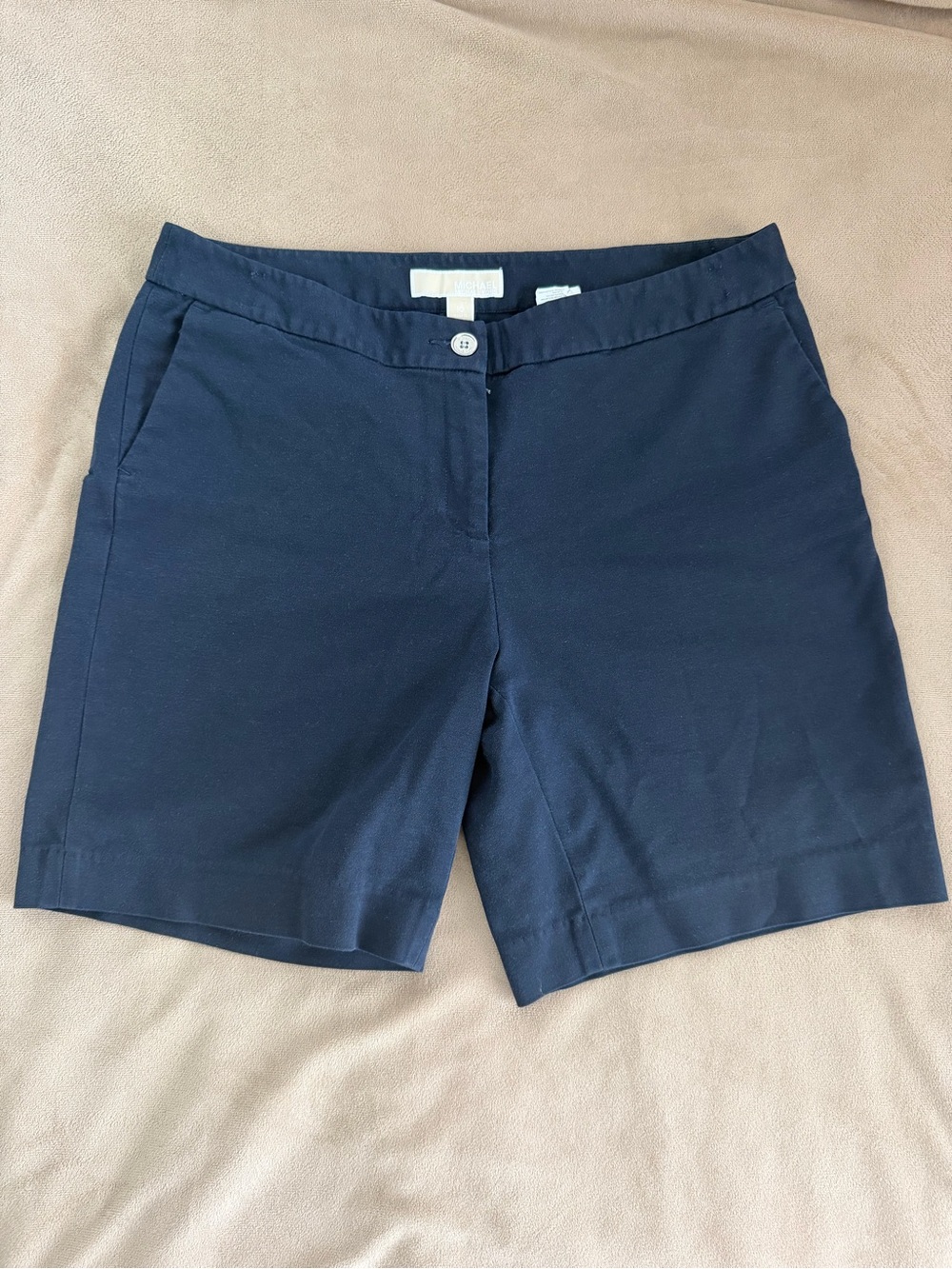 Michael Kors Navy Mid-Rise Tailored Shorts